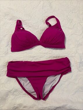 2bamboo Fuchsia Ruched Bikini Set
